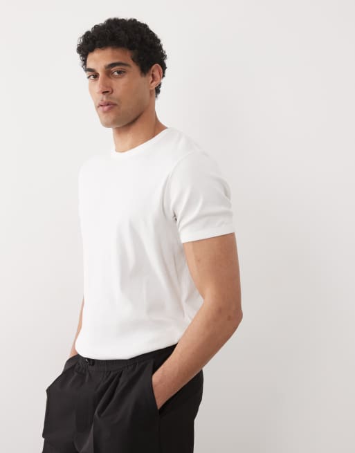 Jack & Jones rib regular t-shirt in white, 3 of 5