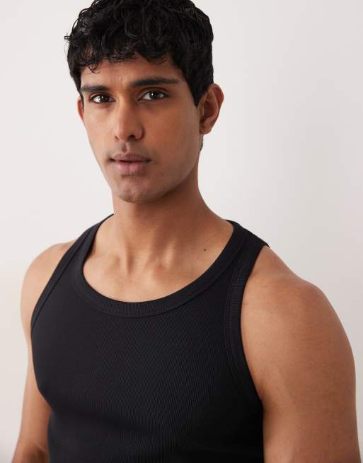 Jack & Jones rib tank top in black, 3 of 5