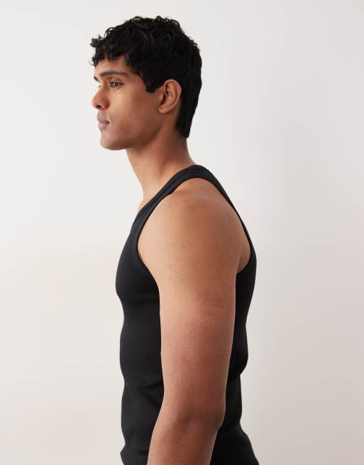 Jack & Jones rib tank top in black, 4 of 5