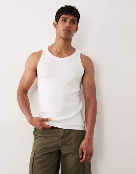 Jack & Jones rib tank top in white - view 1