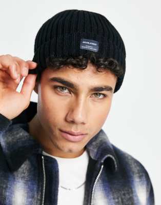 Jack & Jones Jack & Jones ribbed beanie in black