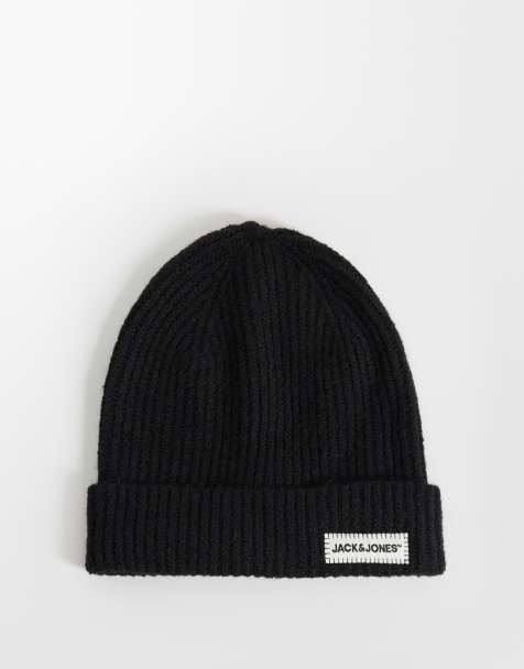 Jack & Jones ribbed beanie in black - view 1