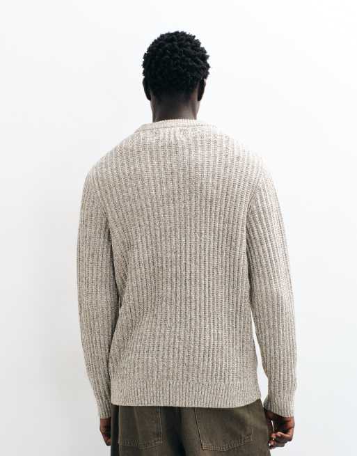 Jack & Jones ribbed crew neck sweater in beige heather, 5 of 5
