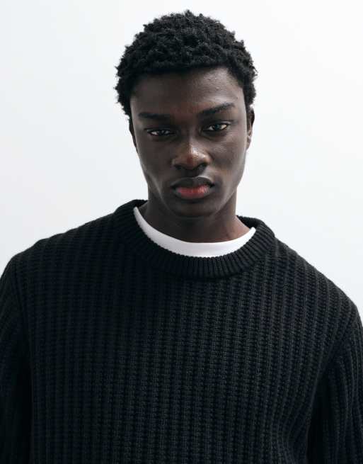 Jack & Jones ribbed crew neck sweater in black, 2 of 5
