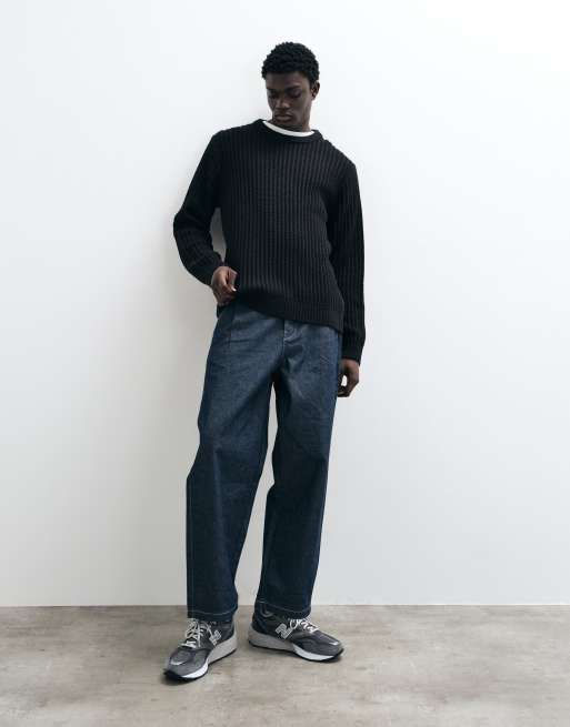 Jack & Jones ribbed crew neck sweater in black, 3 of 5