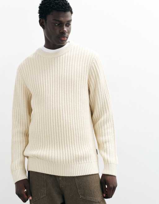 Jack & Jones ribbed crew neck sweater in off white, 2 of 5