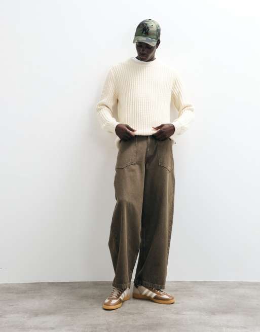 Jack & Jones ribbed crew neck sweater in off white, 3 of 5