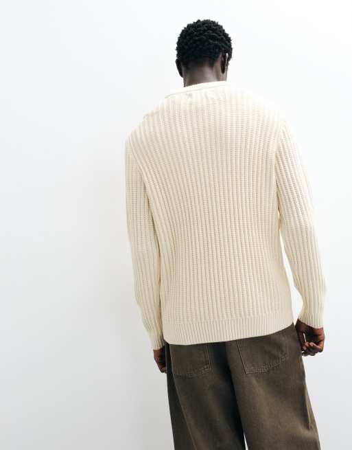 Jack & Jones ribbed crew neck sweater in off white, 4 of 5