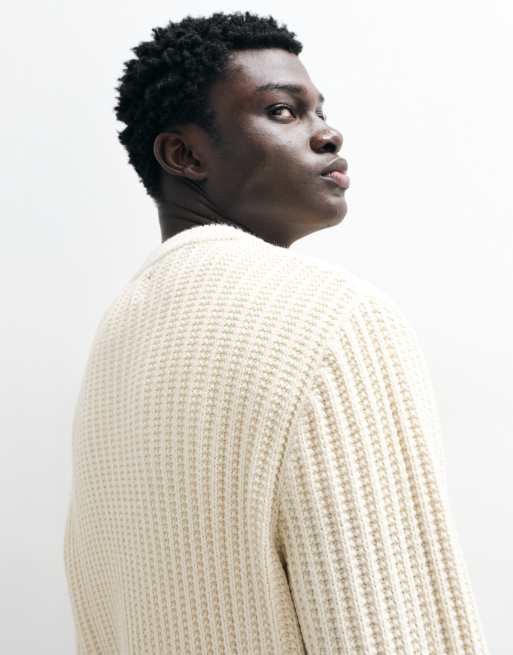 Jack & Jones ribbed crew neck sweater in off white, 5 of 5