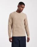 [Jack & Jones] Jack & Jones ribbed jumper in beige-Neutral S Crockery
