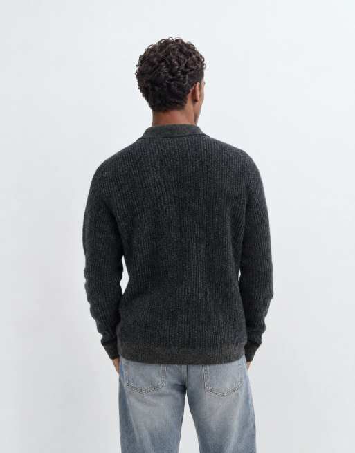 Jack & Jones ribbed knit polo top in grey, 9 of 10