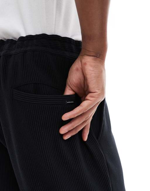 Jack & Jones ribbed loose fit pants in black (part of a set), 2 of 5
