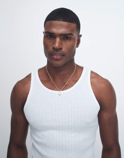 Jack & Jones ribbed muscle fit tank top in white - view 1