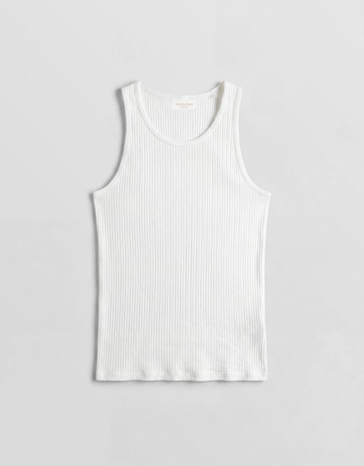 Jack & Jones ribbed muscle fit tank top in white, 6 of 7