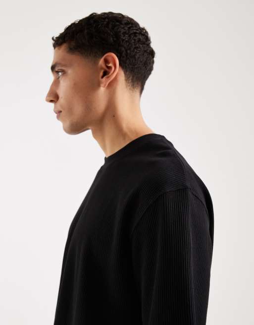 Jack & Jones ribbed oversize t-shirt in black, 4 of 5