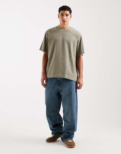 Jack & Jones ribbed oversize t-shirt in khaki, 2 of 5