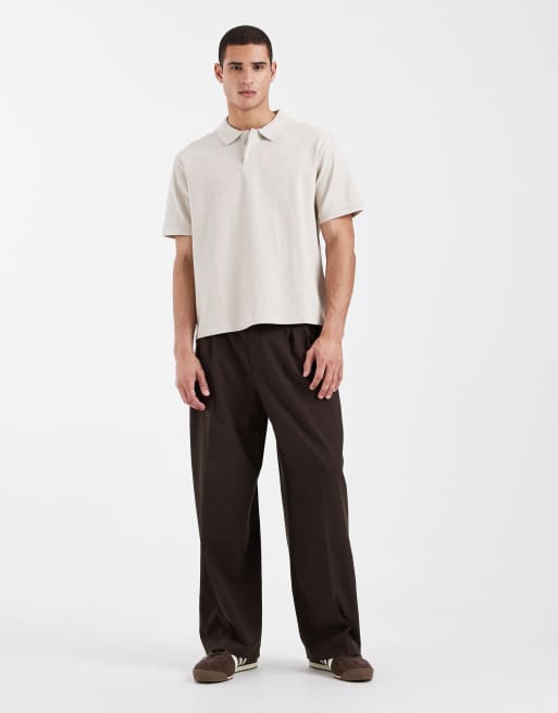 Jack & Jones ribbed polo in cream, 2 of 5