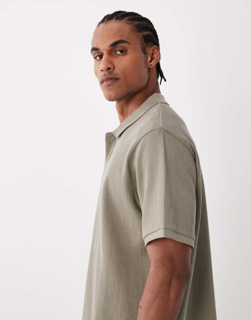 Jack & Jones ribbed polo shirt in khaki green, 3 of 5