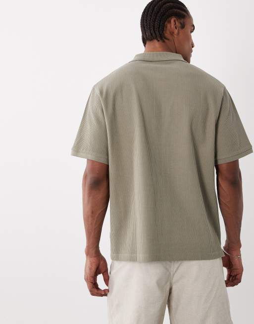 Jack & Jones ribbed polo shirt in khaki green, 5 of 5