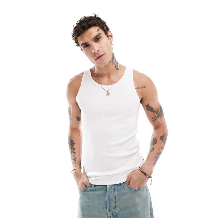 Jack & Jones ribbed tank top in white | ASOS