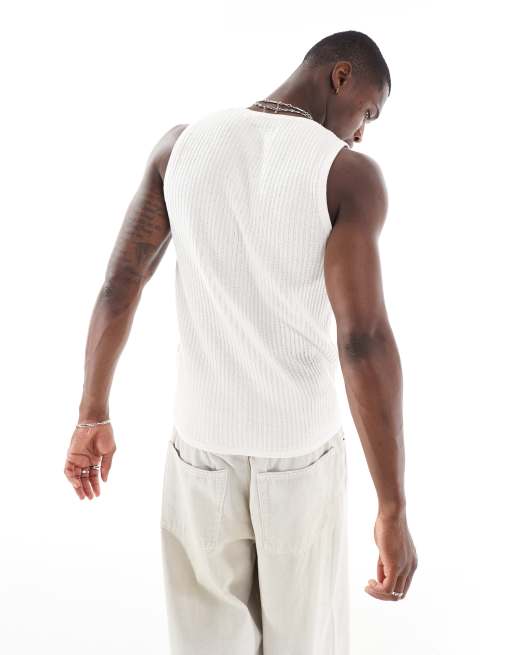Jack & Jones ribbed vest in cream