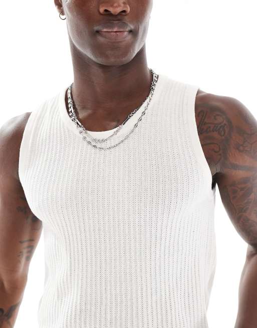 Jack & Jones ribbed vest in cream