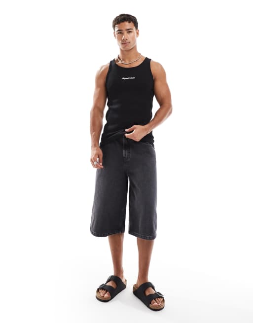 Jack & Jones ribbed vest with embroidery in black, 4 of 4
