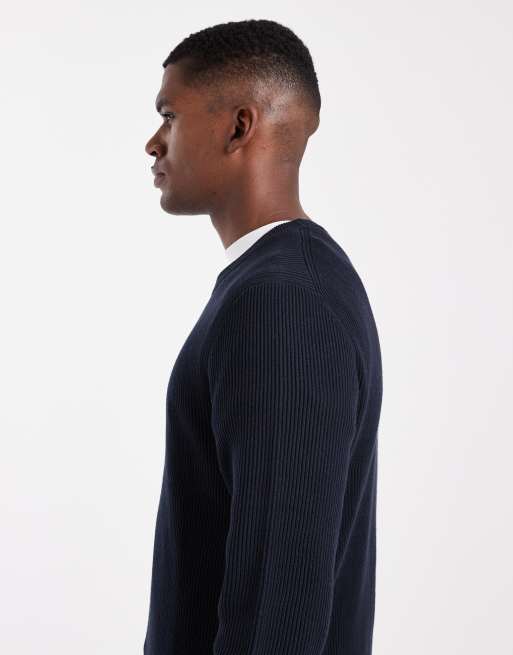Jack & Jones - Ribstrikket og marineblå striktrøje, 4 af 5