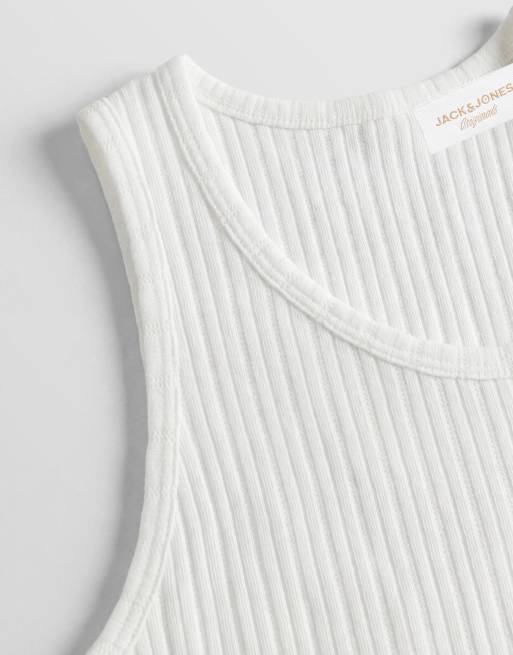Jack & Jones - Ribstrikket og tætsiddende hvid undertrøje, 9 af 9