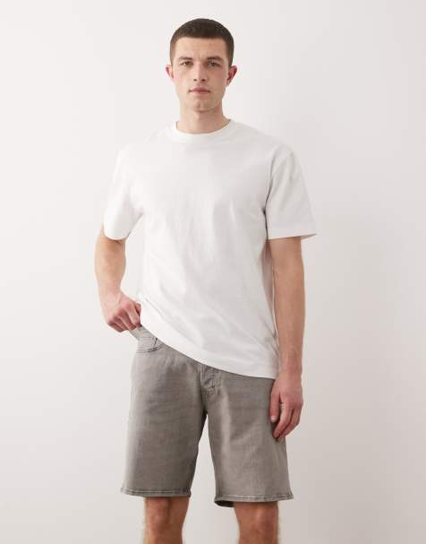 Jack & Jones – Rick – Ljusgrå, smala jeansshorts - view 1