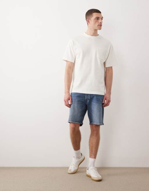 Jack & Jones – Rick – Mellanblå, smala jeansshorts, 2 av 5