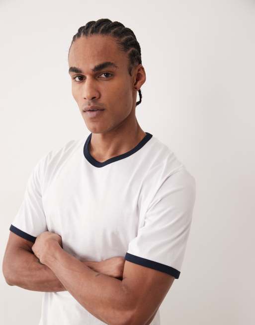 Jack & Jones ringer t-shirt in white, 4 of 5
