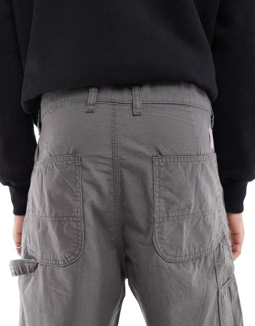Jack & Jones ripstop baggy fit carpenter pants in grey | ASOS