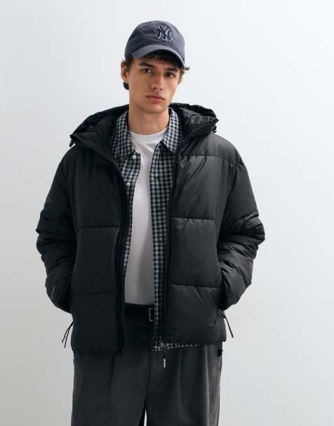 Jack & Jones ripstop hooded puffer jacket in black - view 1