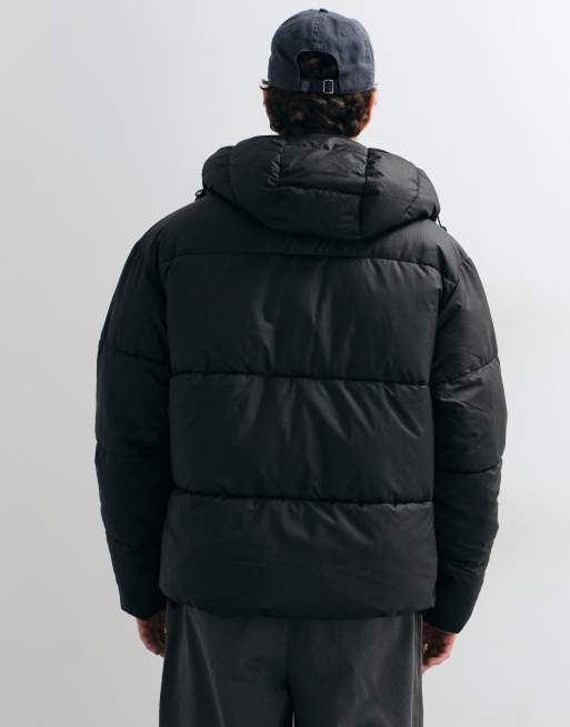 Jack & Jones ripstop hooded puffer jacket in black, 2 of 5