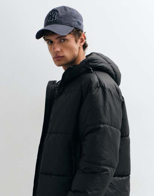 Jack & Jones ripstop hooded puffer jacket in black, 3 of 5