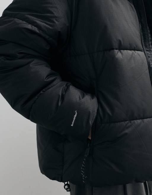 Jack & Jones ripstop hooded puffer jacket in black, 5 of 5