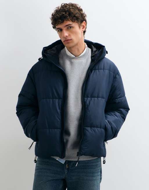 Jack & Jones ripstop hooded puffer jacket in navy, 2 of 5