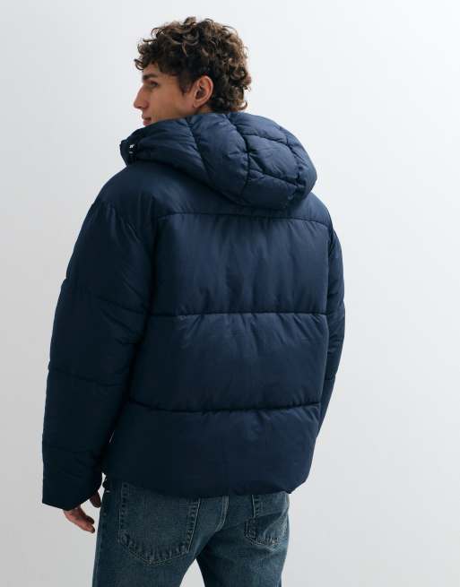 Jack & Jones ripstop hooded puffer jacket in navy, 3 of 5