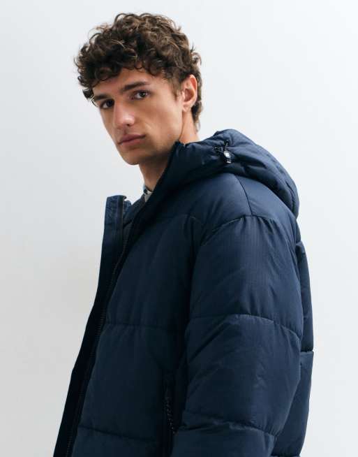 Jack & Jones ripstop hooded puffer jacket in navy, 4 of 5