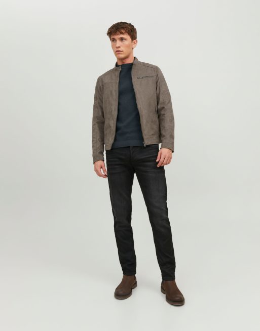 Jack & Jones – Rocky – Jacke in Falkenbraun mit Reißverschluss