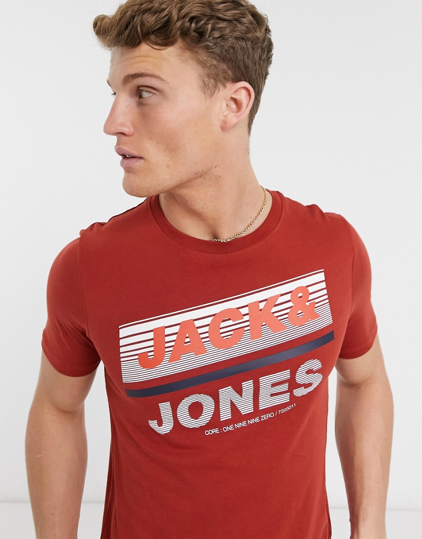 Jack & Jones – Röd t-shirt med rund halsringning