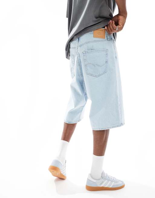 Jack & Jones Ron baggy fit denim jorts in light blue 