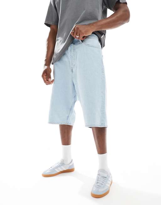 Jack & Jones Ron baggy fit denim jorts in light blue 
