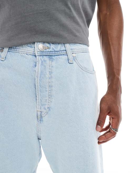 Jack & Jones Ron baggy fit denim jorts in light blue 