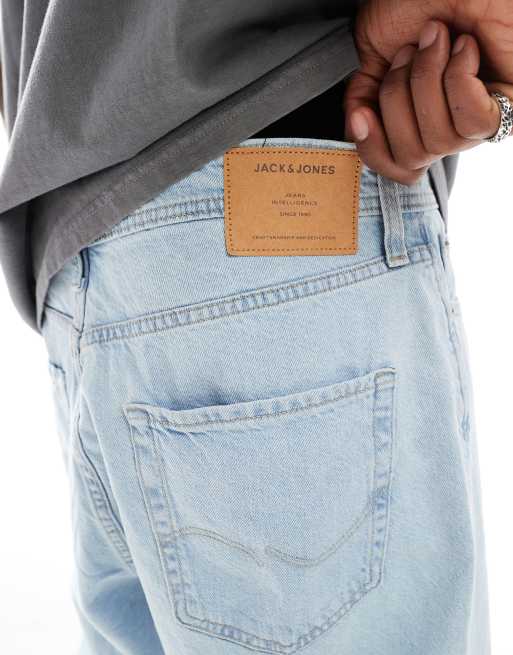 Jack & Jones Ron baggy fit denim jorts in light blue 