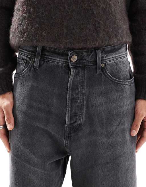 Jack & Jones – Ron – Czarne jeansy typu skater z efektem sprania, 5 z 5