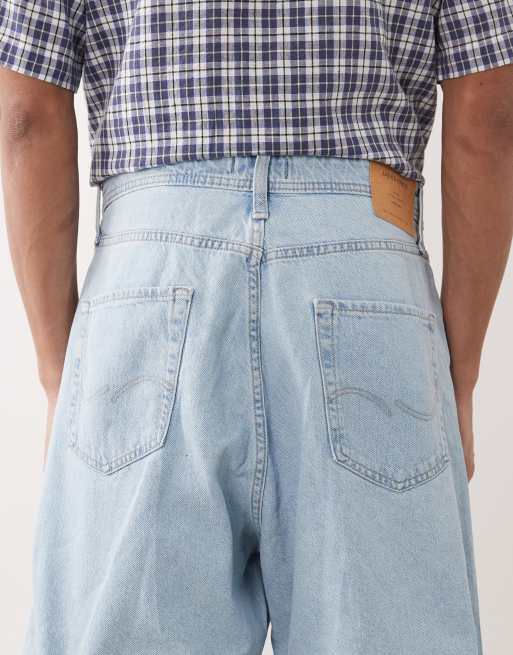 Jack & Jones - Ron - Denim jort met baggy pasvorm in lichtblauw , 4 van 5