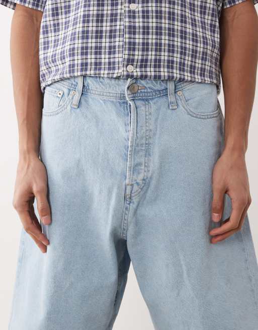 Jack & Jones - Ron - Denim jort met baggy pasvorm in lichtblauw , 5 van 5