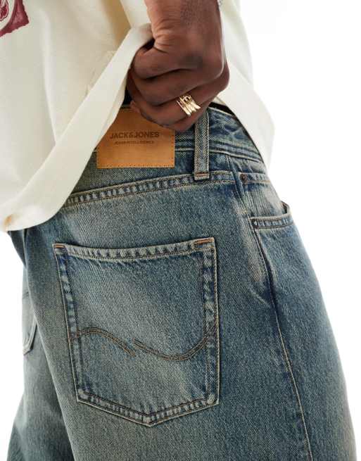Jack & Jones Ron denim jorts with seam detail in mid blue, 5 of 5